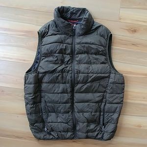 Men's green down puffer vest M medium